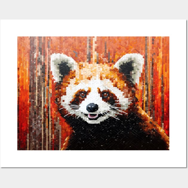 Red Panda Animal Art Decor Paint Mosaic Wall Art by Cubebox